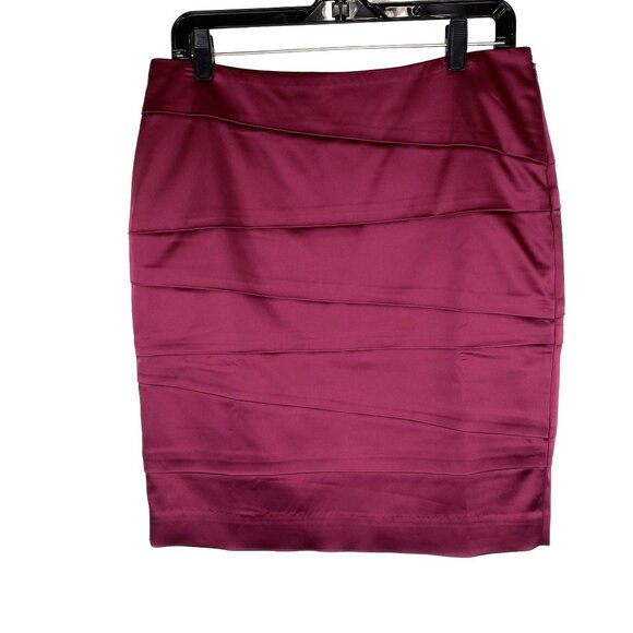 WHBM Womens Size 8 Burgundy Old Money Classic Ruched Formal Preppy Pencil Skirt - Picture 2 of 14